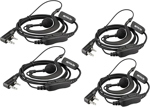 Retevis RE3120 Walkie Talkie Auricolare con Microfono 2 pin tipo C Compatibile con 2 Way Radio RT24 RT28 RT22 RT622 RT27 RT617 RT618 RT619 BaoFeng BF-888S Kenwood Proster (4 PZ) - Fashionser
