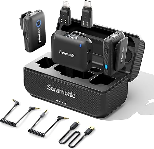Saramonic Blink500B2+ Lavalier Microfono Senza Fili Lavalier Radiomicrofono per iPhone 15 Android Computer Fotocamere, Mini Microfono per Interview Vlog Live Stream Podcast Video - Fashionser
