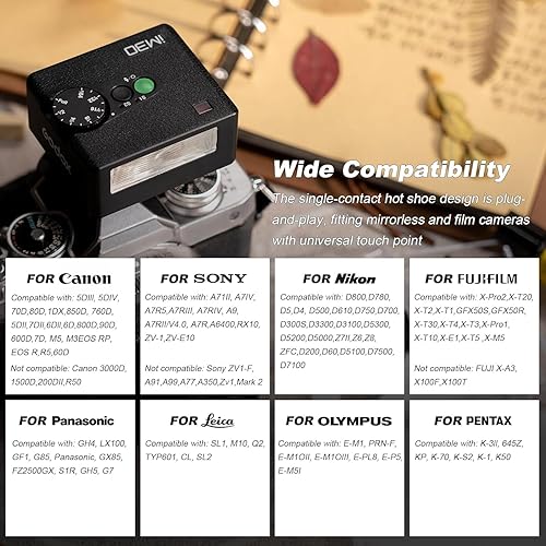 Godox iM30 Flash Godox per Fotocamera, 7 Livelli di Potenza Mini Flash Speedlite 6500K±200K per Canon Sony Nikon Fuji Olympus - Fashionser