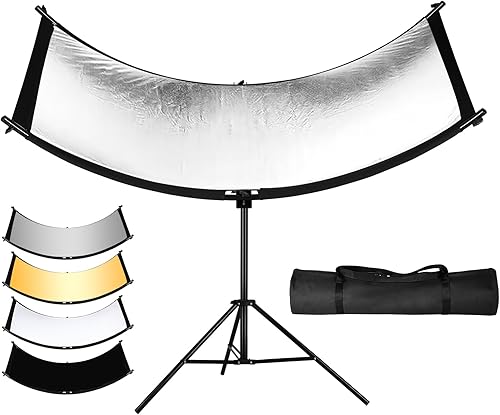 U Clamshell Riflettore di Luce Diffusore a Conchiglia forma di U 180x60cm con Borsa per il Trasporto,riflettori curvi a forma di U,nero/bianco/oro/argento per studio fotografico - Fashionser