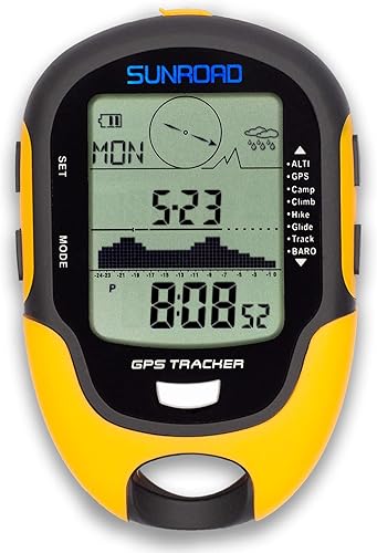 Altimetro GPS digitale impermeabile per esterni Altitudine Pre-avviso avviso bussola cronometro sport – barometro meteo forcast pedometro SUNROAD, Giallo, Digitale - Fashionser