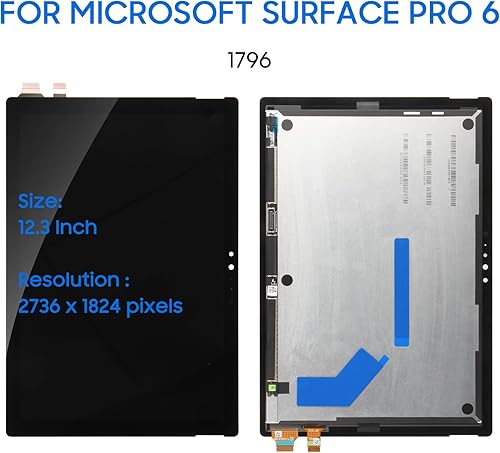 LADYSON Schermo LCD Display per Microsoft Surface PRO 5 Sostituzione Schermo per Microsoft Surface PRO 6 1796 LTE 1807 1809 LCD Display Touch Screen Digitizer Assembly di Ricambio con Strumenti(Nero) - Fashionser