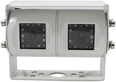 Kesafe KN101CM - Telecamera posteriore con doppia lente e CCD a colori, visione notturna, grandangolare, con connettore a 4 pin (bianco) - Fashionser