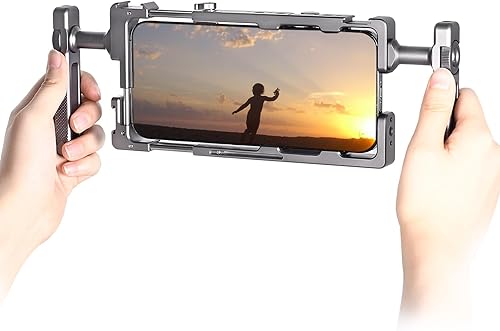 SUNWAYFOTO PCR-01 Smartphone Cage Universal Phone Video Rig Kit con Maniglia, Stabilizzatore Telefono per Registrazione Video Accessori per Filmare Telefono Cellulare - Fashionser