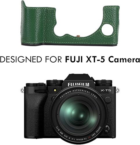 Rieibi Fuji XT5 - Custodia in vera pelle di qualità per fotocamera digitale X-T5, custodia protettiva per Fuji XT5 X-T5, Verde, Beauty Case - Fashionser