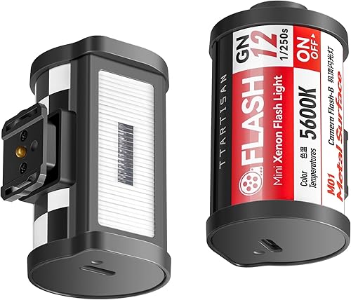 TTARTISAN Mini flash M01 per fotocamera, stile retrò, GN12, 5600 K, 4 livelli, contatto singolo, per la maggior parte delle fotocamere (flash per fotocamera) - Fashionser