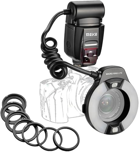 Meike MK-14EXT LED E-TTL Macro Anello Flash Per Canon 5D II III 6D 7D 60D 70D 700D SLR con 8 Adattatore Anello - Fashionser