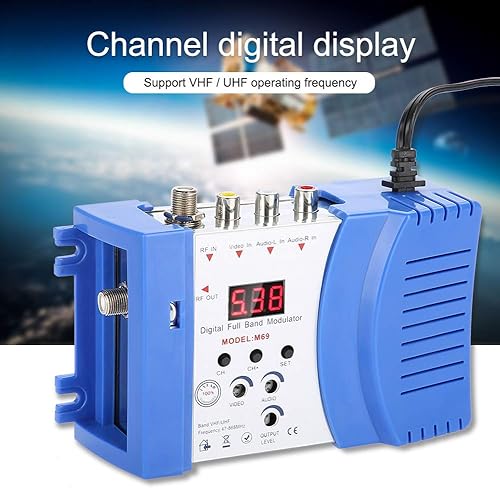 Oumij RF Modulatore Domestico - AV-RF AV-TV Convertitore - Modulatori RF Compatto Video - Display Canale VHF UHF Frequenza di Lavoro 110-240V(Spina UE) - Fashionser