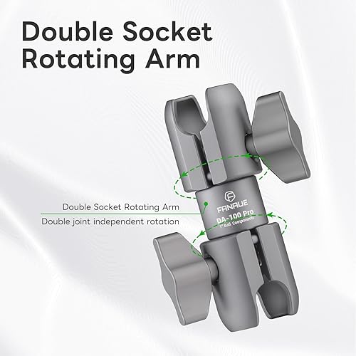 FANAUE Braccio girevole a doppio giunto, in Alluminio, Compatibile con Adattatori RAM Mounts di Dimensione B/Sfera da 1 Pollice. Lunghezza del Braccio di 94 mm (DA-100pro) - Fashionser