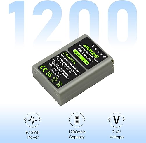 iPrize 2X BLN-1 da 1200 mAh e caricatore per Olympus OM-D E-M1, E-M5 Mark II, E-P5, PEN-F, HLD-6, E-M10 - Fashionser