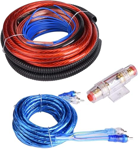 kit rca voiture + Amp Kit 4 Cavi Cavo di Installazione per Amplificatore 2800W Car o Subwoofer Installa Il Cavo RCA/Controllo/Alimentazione/Terra e Fusibile - Fashionser