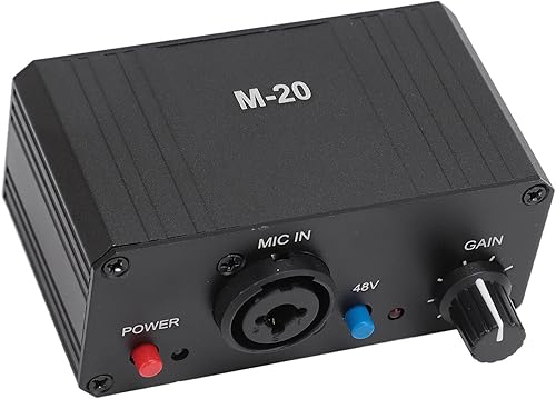 KIMISS Preamplificatore Microfonico Ad Alto Guadagno con Alimentazione Phantom 48V - Preamplificatore Microfonico con Uscita XLR - Amplificatore per Microfoni Dinamici e a - Fashionser