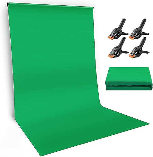 Sfondo Fotografico, 3 x 2 M Green Screen, Sfondo Fotografico Verde, Telo Sfondi Fotografic, Con 4 x Morsetti a Molla, Sfondi Fotografici Pieghevole di Materiale 100% poliestere per Video e Televisione - Fashionser