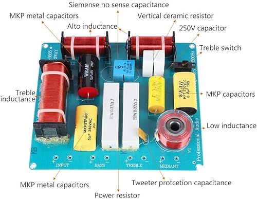 Divisore di frequenza, filtro crossover per altoparlanti a 3 vie Divisore di frequenza 300W per altoparlante da palco KTV fai-da-te - Fashionser
