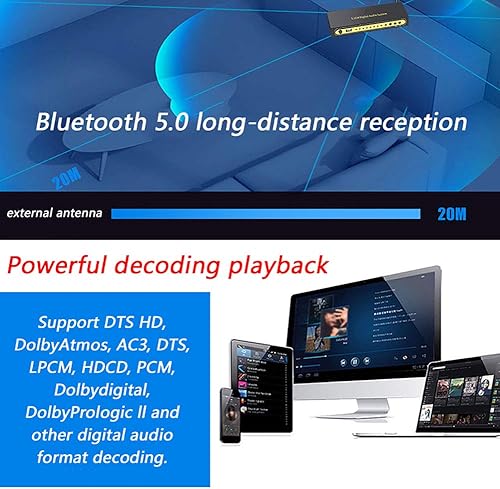 RSGK Decodificatore Audio 5.1, Convertitore Digitale-analogico, Disco U HDMI Bluetooth 5.0 Fibra Ottica Arc Coassiale, Supporto Lettore Blu-Ray PS Computer Set-Top Box E Altri Dispositivi Sorgente - Fashionser