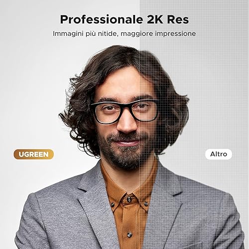 UGREEN Webcam 2K 30FPS Full HD Webcam USB per Computer Messa a Fuoco Fissa Plug And Play per Windows MacOS Linux Streaming Youtube Skype Call Video Zoom Video Conferenze(Grigio) - Fashionser