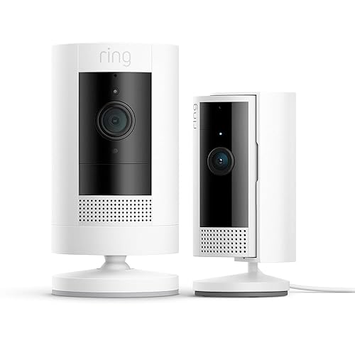 Ring videocamera esterna a batteria (Stick Up Cam) | Telecamera per esterno wifi senza fili con 1080p HD video, audio bidirezionale, fai-da-te | Ring Home: 30 gg. prova gratuita | 2 telecamere - Fashionser