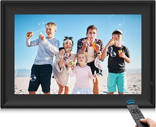Cornice digitale 10.1 pollici, cornice elettronica Full IPS, schermo rotato, design fotografico, lettore video, calendario/allarme con telecomando, USB o scheda SD, montaggio a parete - Fashionser