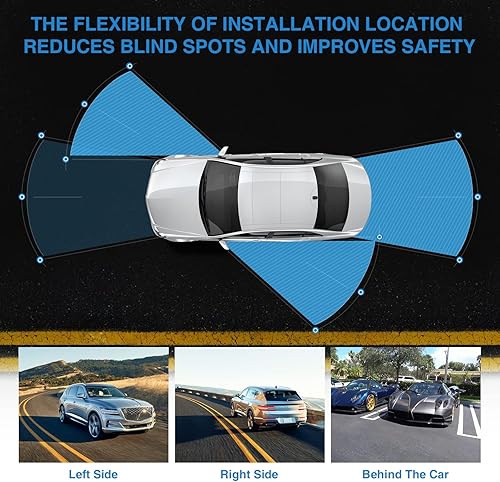 PARKVISION Telecamera Retromarcia con Obiettivo Girevole – Telecamera Laterale e Anteriore, Installazione con Nastro Adesivo, Funzione di Inversione Immagine, Senza Linea di Parcheggio - Fashionser