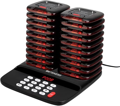 Retekess TD183 Cercapersone per Ristorante, FSK 800M, Cicalini per Ristorante, 28H, con Vibrazioni, Stabile e Durevole, Cercapersone Wireless, Adatto per Hotel, Bar, Club (20 Cercapersone) - Fashionser