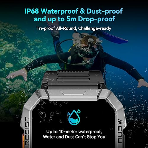 OSCAL Smartwatch Orologio Uomo – Batteria 100 Giorni IP68 Chiamate, 100+ Modalità Sportive, Fitness Tracker con Frequenza Cardiaca, SpO2, Analisi del Sonno, Bussola, Torcia, Compatibile con iOS - Fashionser