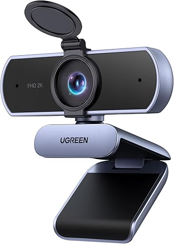 UGREEN Webcam 2K 30FPS Full HD Webcam USB per Computer Messa a Fuoco Fissa Plug And Play per Windows MacOS Linux Streaming Youtube Skype Call Video Zoom Video Conferenze(Grigio) - Fashionser