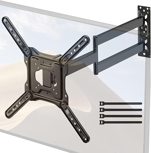 Supporto TV Parete con Braccio Extra Lungo 728mm per TV da 23-65 pollici, staffa TV angolare con supporto girevole e inclinabile a 180°, Max. VESA 400 x 400 mm, può reggere fino a 35KG - Fashionser