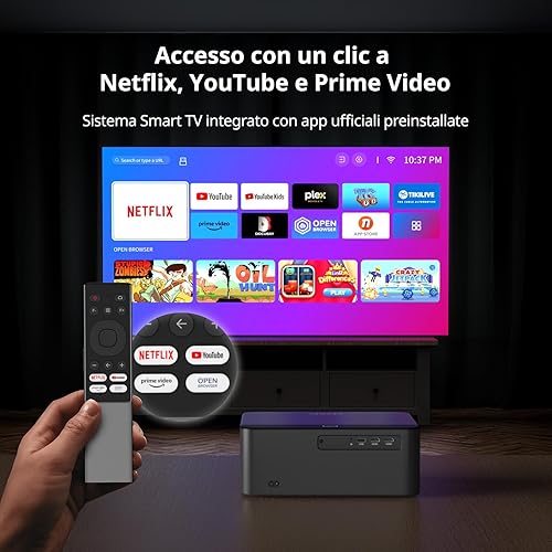 WEWATCH WP01 Proiettore Intelligente Full HD 1080P [Netflix & Dolby] 700 Lumen ISO con WiFi6/Bluetooth 5.0 | Autofocus & Correzione Keystone 4D | Proiettore Portatile per Cinema Domestico/Esterno - Fashionser