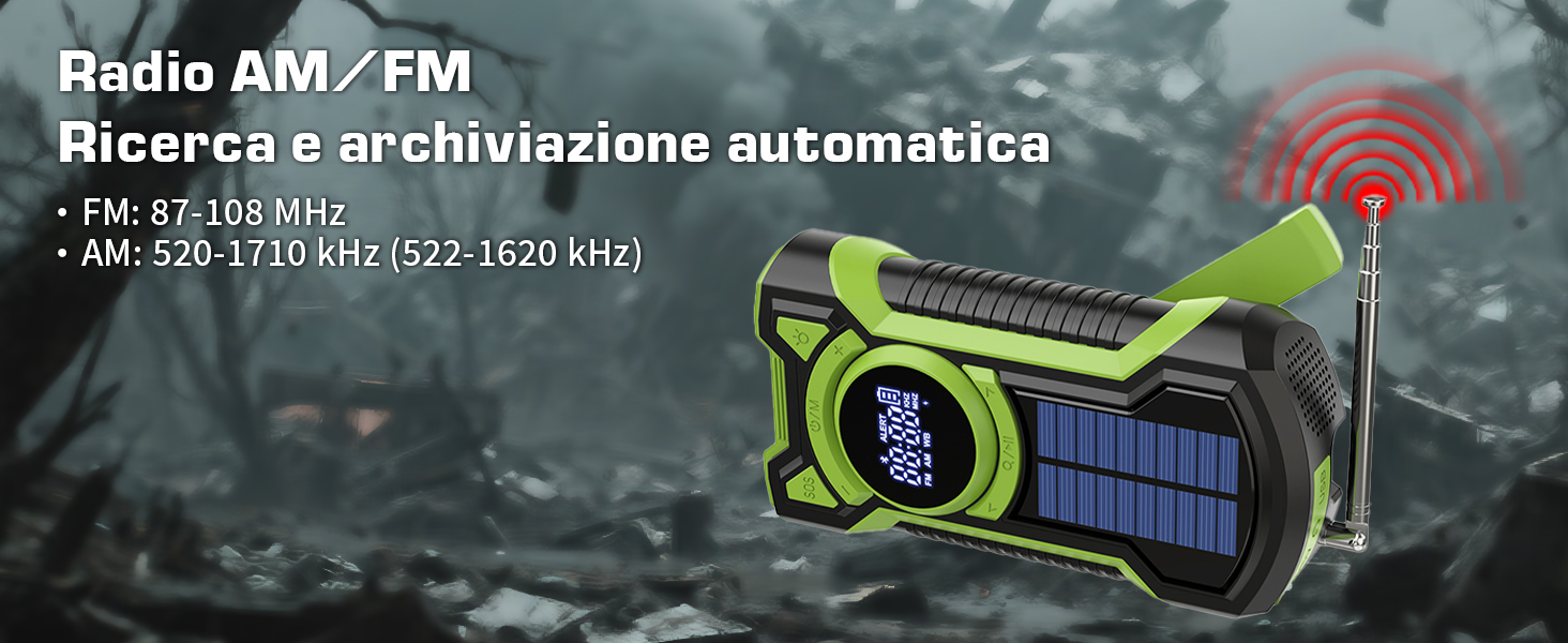 Radio a batteria con batteria ricaricabile da 5000 mAh, 