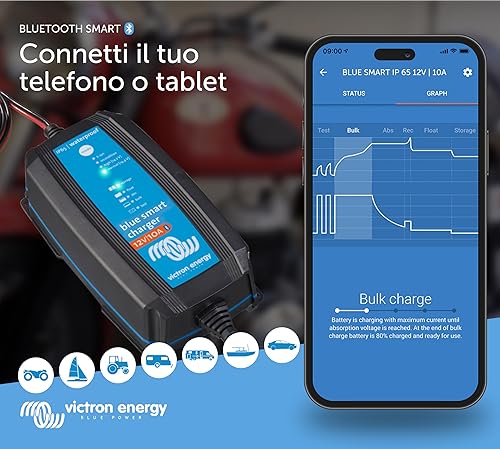 Victron Energy Blue Smart IP65 12-Volt 10 amp 230V, Caricatore Batteria, Bluetooth (CEE 7/17) - Fashionser