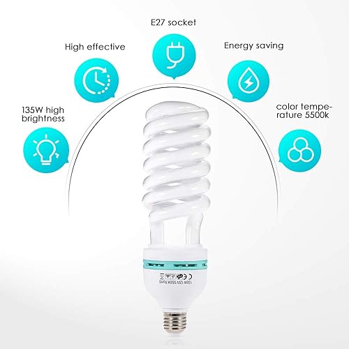 Andoer Softbox Kit Luce Fotografia da Studio Professionale, Softbox da 50 * 70 cm + 150W 5500K Lampadine x 2 + 2m Stativo + 6 clip + Borsa per Trasporto, Illuminazione Fotografica Luce Set (2 PCS) - Fashionser