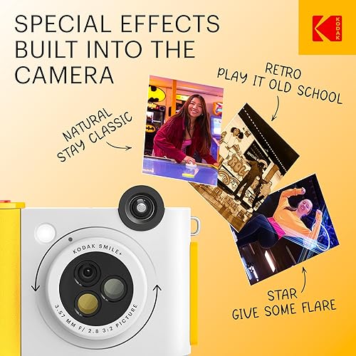 KODAK Smile+ 2-in-1 Fotocamera Digitale & Stampante Foto Bluetooth - Pacchetto Iniziale + Custodia + Carta Zink 20pz - 10MP - Blu - Fashionser