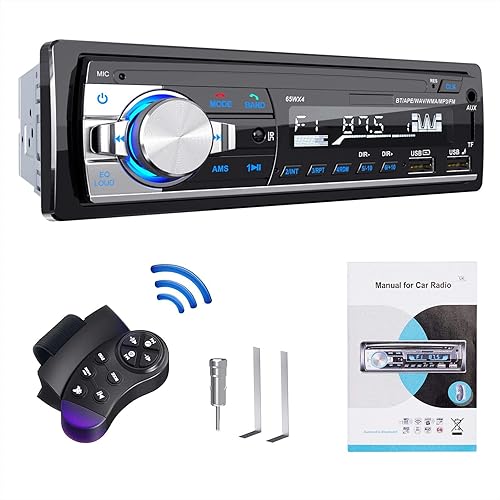 RDS Autoradio Bluetooth vivavoce, Lifelf Radio stereo 4 x 65W 1 ricevitore radio per auto DIN con lettore MP3 Telecomando WMA FM, due porte USB, supporto iOS, Android - Fashionser
