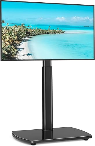 Supporto TV da Pavimento per Schermo da 27 a 65 pollici LCD/LED/Plasma Porta TV in Vetro Temperato Staffa Girevole Regolabile in Altezza fino a 35kg Max VESA 400x400mm - Fashionser