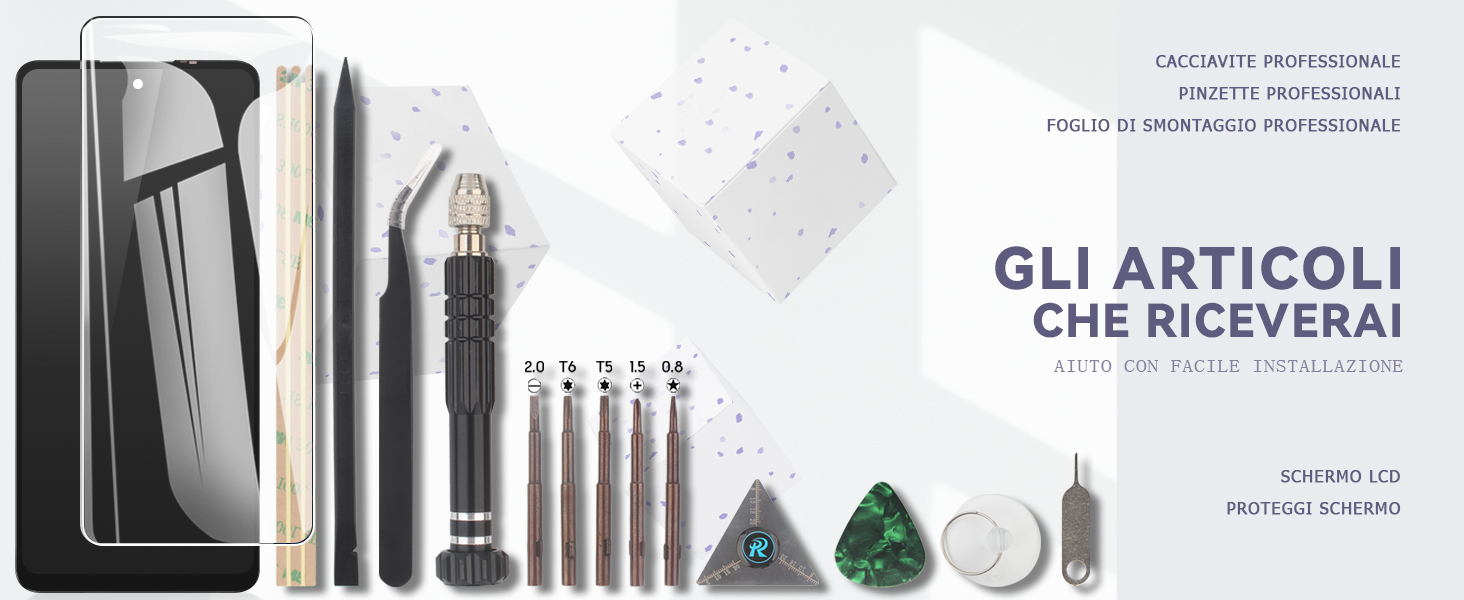 Il testo recita 'GLI ARTICOLI CHE RICEVI'. Documenti o materiali di presentazione visualizzati in più pannelli.