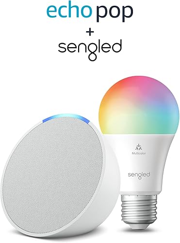 Echo Pop | Bianco ghiaccio + Lampadina LED smart Sengled (E27), compatibile con Alexa - Kit di base per Casa Intelligente - Fashionser