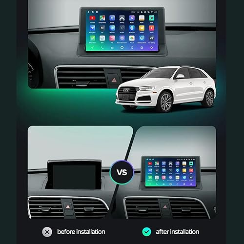 Stereo Auto Android per Audi Q3 2011-2018, Double Din 9 Pollici Radio con Carplay Senza Fili Bluetooth USB GPS Controllo del Volante Telecamera Posteriore Wifi(B7 1G+32G) - Fashionser
