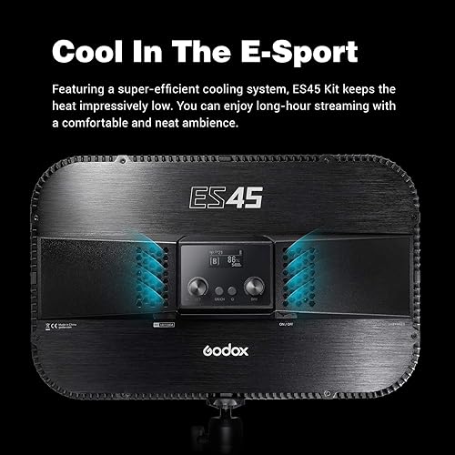 Godox ES45 Pannello Luce LED CRI 96 TLCI 97 2800-6500K Luminosità 0-100% Regolabile Key Light con Supporto Da Tavolo in Metallo Aadatto a Youtube Vlog E-Sports Gioco Diretta Streaming - Fashionser