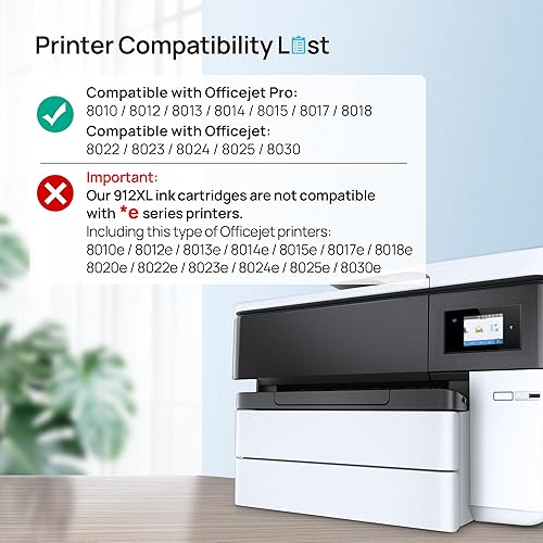 HALLOLUX 912XL Multipack Compatibili per Cartucce HP 912 XL per OfficeJet 8010 8012 8013 8014 8015 8017 8018 per OfficeJet Pro 8022 8023 8024 8025 8030 (1 Nero, 1 Ciano, 1 Giallo, 1 Magenta) - Fashionser