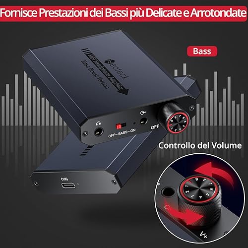 Neoteck Amplificatore per Cuffie da 3,5 mm con Potenziamento dei Bassi Amplificatore Portatile 16-150 Ohm AMP per Cuffie Audio per Telefoni, MP3, MP4 Computer PS4 PS5 Controller - Fashionser