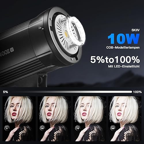 GODOX SK400II-V Flash da Studio Stroboscopico SK400II-V Bowens Mount,400W,Sistema X Wireless 2.4G,5600±200K,Lampada per Modellazione LED con Montaggio Bowens per Studio (SK400II Versione Aggiornata) - Fashionser