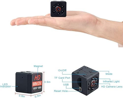 Fotocamera Azione Cop Cam 1080P, Mini Telecamera Spy, Hidden Nanny Cam Nessuna Visione Notturna Luce, Piccolo Segreto di sorveglianza del Movimento Telecamera di rilevamento Hiddwn,8G - Fashionser