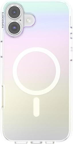 PopSockets Custodia per iPhone 16 compatibile con MagSafe, custodia per iPhone 16, ricarica wireless compatibile - Shimmer - Fashionser