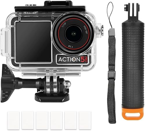 YHTSPORT Kit di accessori per action camera subacquea per Osmo Action 5 Pro/Action 4/Action 3, custodia impermeabile + manico galleggiante impermeabile, kit di accessori di montaggio per action camera - Fashionser