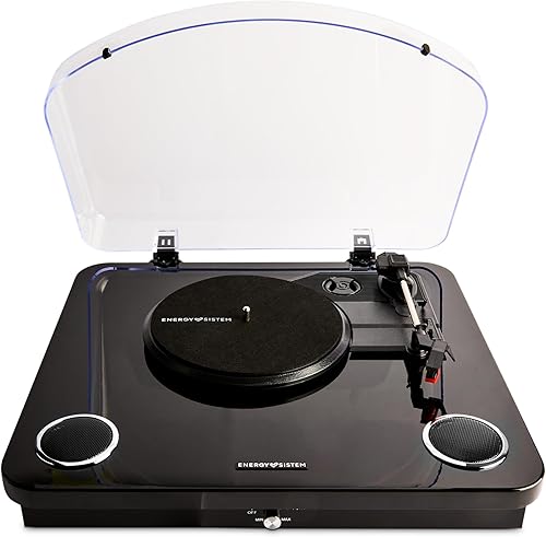 Energy Sistem Blackspin - Giradischi da 10 W, in vinile, RCA, porta USB, Bluetooth, Bluetooth out, bambù) Nero - Fashionser