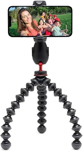 JOBY GripTight PRO 3 GorillaPod, Morsetto per Telefono Compatibile con IPhone e Android, GorillaPod 1K Incluso, Gambe Flessibili, Morsetto per Smartphone con 2 Cold Shoes, Rotazione 360°, Nero - Fashionser