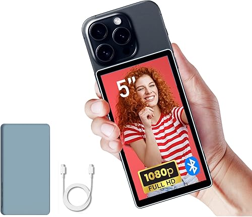 Monitor selfie Shimbol CP5 Lite 5' 1080P per iPhone/Android, schermo per fotocamera Vlog wireless 50M con custodia magnetica grigia, connessione con un clic - Fashionser