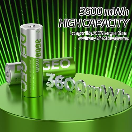 Batterie ricaricabili AA al litio, confezione da 8 con caricabatterie rapido 2,5 H, batterie al litio AA ad alta capacità da 1,5 V 3600 mWh, batteria agli ioni di litio a uscita costante con 2000 - Fashionser