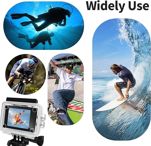 Action Cam 4K 30FPS WiFi Sports Camera Grandangolare 170°Camera Sport Impermeabile 30M 2x1050mAh Batteria USB Ricaricabile per Bicicletta/Surf/Salto/Sci - Fashionser