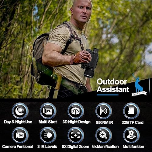 Visione Notturna Monoculare, Occhiali Digitali per Osservazione della fauna selvatica, Caccia Campeggio e Attività Esterne, Visione Notturna Zoom 5X 1150ft Illuminazione IR Immagini HD Foto - Fashionser